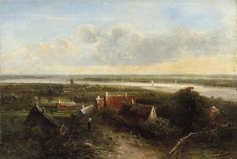 Pieter Janssens A panoramic river landscape France oil painting art